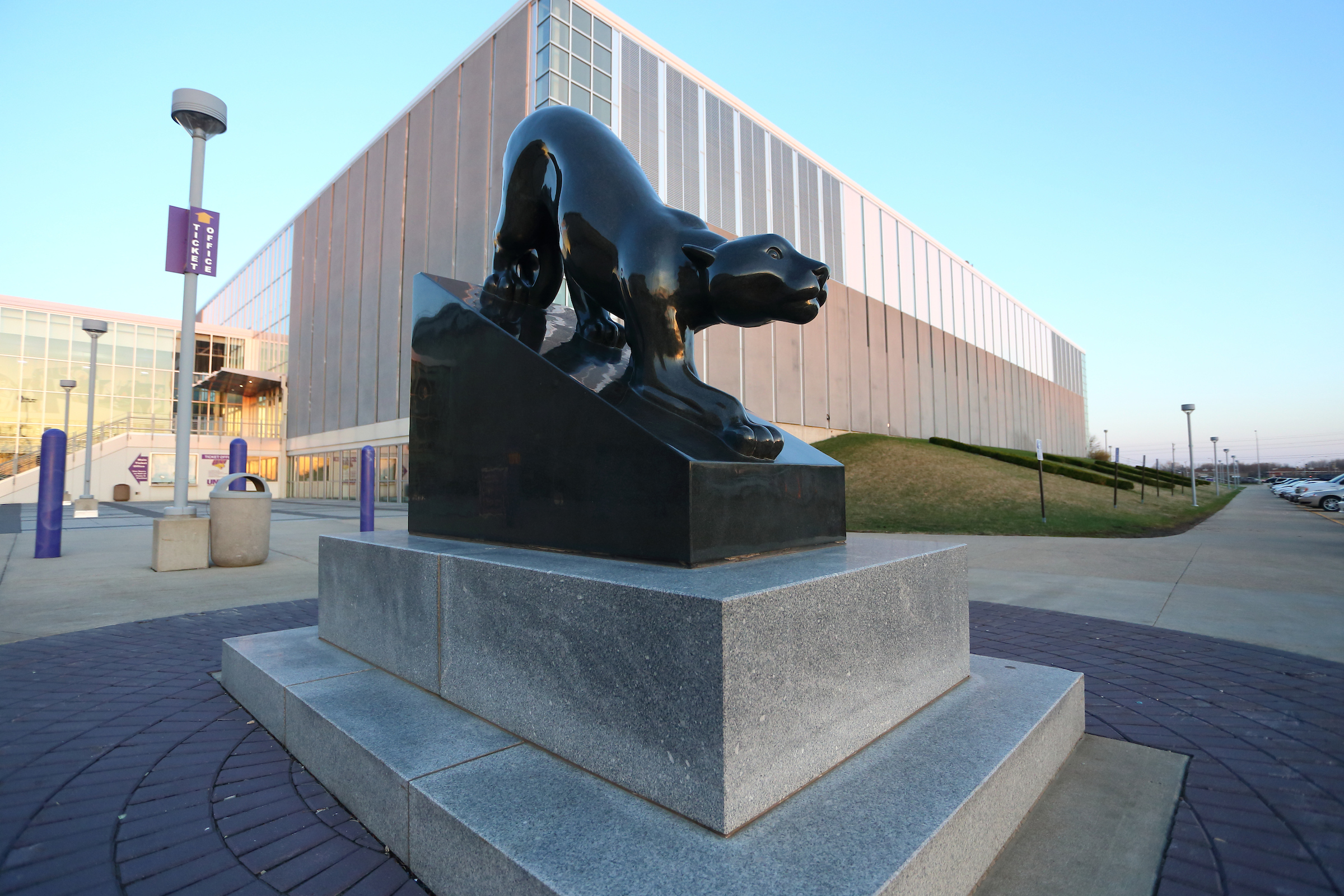 Panther statue in front of the McLeod Center.